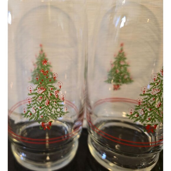 Vintage JCPenney Christmas Tree Glasses Set 4 Holiday drinkware  NOS - Picture 8 of 14
